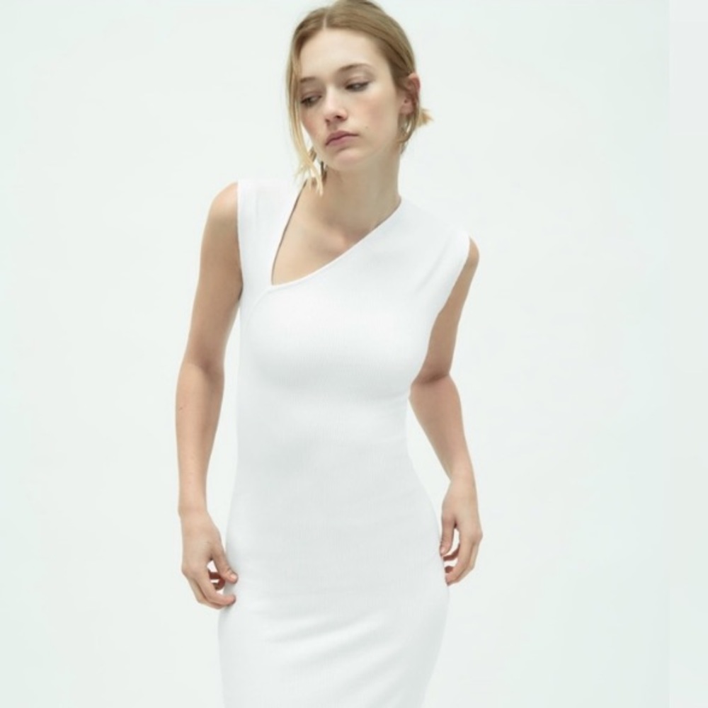 Zara asymmetrical fitted mini dress.